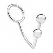 Кольцо на пенис с анальным стимулятором Two Bead Stainless Steel Anal Hook   Cock Ring - BlueLine - в Пензе купить с доставкой