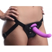 Лиловый поясной страпон Navigator Silicone G-Spot Dildo with Harness - 17,8 см. - XR Brands - купить с доставкой в Пензе