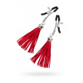 Зажимы на соски «Прищепки» с красными кисточками из замши - Pecado - купить с доставкой в Пензе