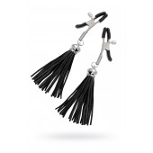 Зажимы на соски «Прищепки» с черными кисточками из замши - Pecado - купить с доставкой в Пензе