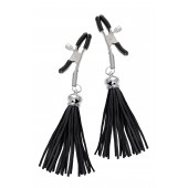 Зажимы на соски «Прищепки» с черными кисточками из замши - Pecado - купить с доставкой в Пензе