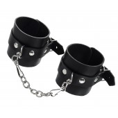 Черные однослойные наручники из натуральной кожи с цепочкой - Pecado - купить с доставкой в Пензе