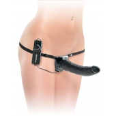 Черный страпон с вагинальной пробкой Deluxe Vibrating Penetrix Strap-On - 19 см. - Pipedream - купить с доставкой в Пензе