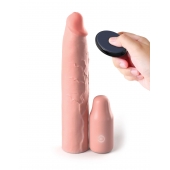 Телесная вибронасадка на член 3  Vibrating Mega X-tension with Remote - 22,9 см. - Pipedream - в Пензе купить с доставкой