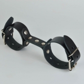 Черные кожаные наручники-фиксатор - Sitabella - купить с доставкой в Пензе