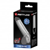 Прозрачная насадка на пенис с ребрышками и подхватом мошонки - Baile - в Пензе купить с доставкой