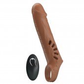 Коричневая вибронасадка с подхватом мошонки и пультом ДУ - Baile - в Пензе купить с доставкой