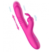 Розовый вибратор-кролик с функцией поступательных движений - 24,3 см. - Secwell