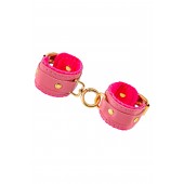 Розовые двуслойные кожаные оковы - Pecado - купить с доставкой в Пензе