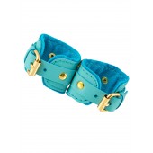 Голубые двуслойные кожаные наручники-браслеты - Pecado - купить с доставкой в Пензе