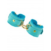 Голубые двуслойные кожаные наручники-браслеты - Pecado - купить с доставкой в Пензе