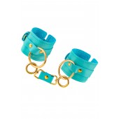 Голубые однослойные кожаные наручники - Pecado - купить с доставкой в Пензе