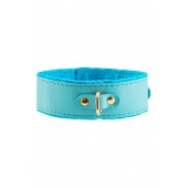 Голубой двуслойный кожаный ошейник с подкладкой из фетра - Pecado - купить с доставкой в Пензе