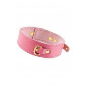 Розовый кожаный однослойный ошейник с прошивкой - Pecado - купить с доставкой в Пензе