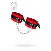 Красно-черные мягкие оковы с одним ремешком и люверсами - Pecado - купить с доставкой в Пензе