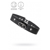 Черный чокер-ошейник со связанными кольцами на подложке - Pecado - купить с доставкой в Пензе