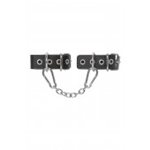 Черные кожаные наручники-браслеты из одного ремешка с люверсами - Pecado - купить с доставкой в Пензе