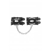 Черные кожаные наручники-браслеты из двух ремешков - Pecado - купить с доставкой в Пензе