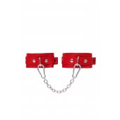 Красные кожаные узкие оковы со скруглёнными углами - Pecado - купить с доставкой в Пензе