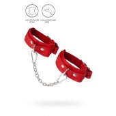 Красные кожаные узкие оковы со скруглёнными углами - Pecado - купить с доставкой в Пензе