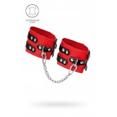 Красно-черные мягкие оковы с двумя ремешками с люверсами - Pecado - купить с доставкой в Пензе