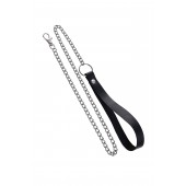 Поводок с ручкой из черной натуральной кожи и карабином для ошейника - Pecado - купить с доставкой в Пензе