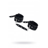 Черные двухслойные кожаные оковы с белой строчкой - Pecado - купить с доставкой в Пензе