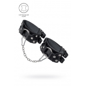 Черные кожаные оковы с двумя ремешками - Pecado - купить с доставкой в Пензе