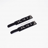 Черные кожаные наручники с регулируемыми ремешками - Crazy Handmade - купить с доставкой в Пензе