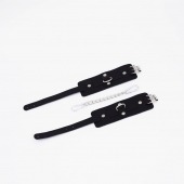 Черные кожаные оковы с хромированной фурнитурой - Crazy Handmade - купить с доставкой в Пензе