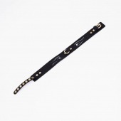 Черный кожаный ошейник с золотистой фурнитурой - Crazy Handmade - купить с доставкой в Пензе