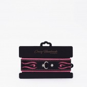 Черно-розовый кожаный ошейник с розовой строчкой - Crazy Handmade - купить с доставкой в Пензе