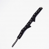 Черный однослойный кожаный ошейник с имитацией воротничка - Crazy Handmade - купить с доставкой в Пензе