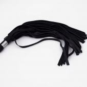 Черный кожаный флоггер со стальной ручкой - 45 см. - Crazy Handmade - купить с доставкой в Пензе