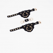 Черные наручники с золотистой фурнитурой - Crazy Handmade - купить с доставкой в Пензе