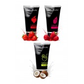 Набор из 3 съедобных лубрикантов JUJU (клубника, малина, кокос) - JuJu - купить с доставкой в Пензе
