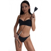 Стек с широким черным кожаным наконечником и металлической ручкой - 67 см. - Crazy Handmade - купить с доставкой в Пензе