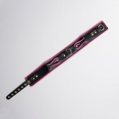 Черно-розовый ошейник с золотистой фурнитурой - Crazy Handmade - купить с доставкой в Пензе