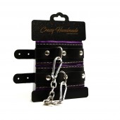 Черно-фиолетовые скругленные наручники с мягкой подкладкой - Crazy Handmade - купить с доставкой в Пензе