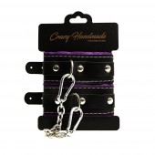 Черно-фиолетовые скругленные наручники с мягкой подкладкой - Crazy Handmade - купить с доставкой в Пензе