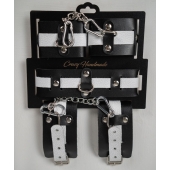 Набор фиксаторов из черной и белой натуральной кожи - Crazy Handmade - купить с доставкой в Пензе