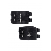 Черные кожаные оковы с двумя перекрёстными ремешками - Pecado - купить с доставкой в Пензе