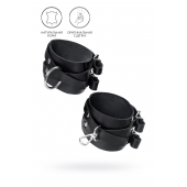 Черные кожаные оковы с двумя перекрёстными ремешками - Pecado - купить с доставкой в Пензе