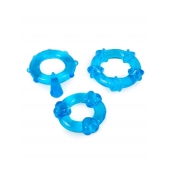 Набор из 3 синих эрекционных колец с различным рельефом - Erowoman-Eroman - в Пензе купить с доставкой