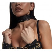 Черный ажурный чокер с золотистой фурнитурой - Crazy Handmade - купить с доставкой в Пензе