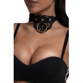 Черный чокер с клепками и золотистой фурнитурой - Crazy Handmade - купить с доставкой в Пензе