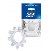 Прозрачное эрекционное кольцо со стимулирующими шариками - Sex Expert - в Пензе купить с доставкой