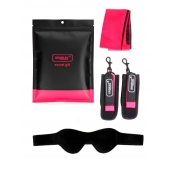 Черно-розовый эротический набор: маска, наручники и повязка - Erokay - купить с доставкой в Пензе