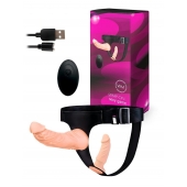 Женский страпон с 2 насадками, вибрацией и пультом ДУ - Erowoman-Eroman - купить с доставкой в Пензе