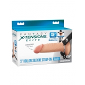 Телесный пустотелый фаллопротез 5’’ Hollow Silicone Strap-On - 14 см. - Pipedream - купить с доставкой в Пензе